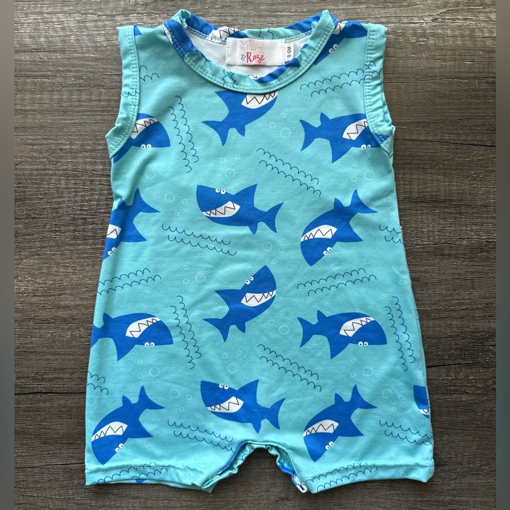 Mila & Rose Sharky Short One Piece Romper Size 0-6mo‎